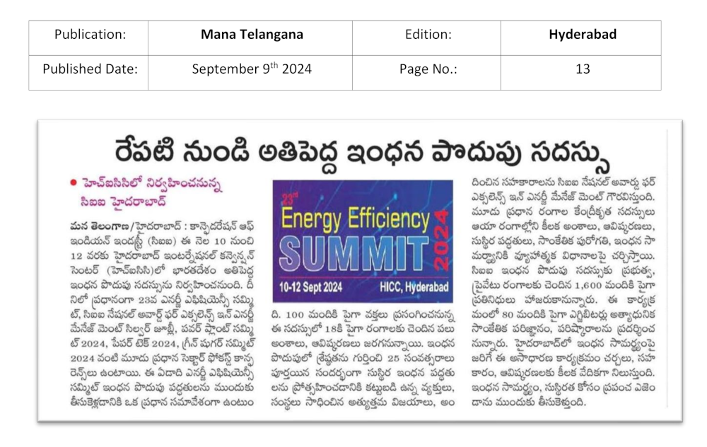 Energy Efficiency Summit 2024 - Media Dossier